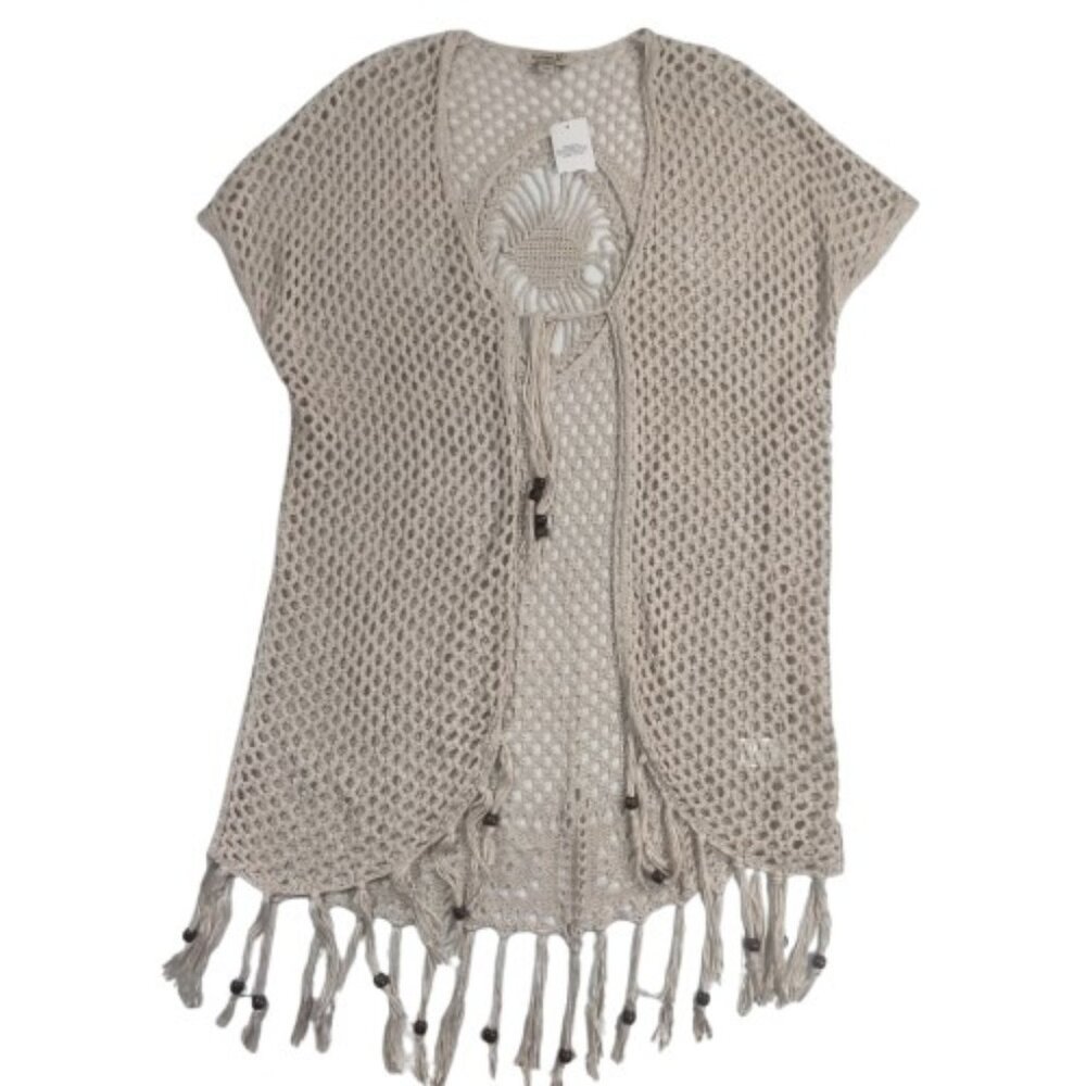 NWT One World Knit Crochet Beaded Vest Cardigan Boho Western Coachella Fairy Y2K